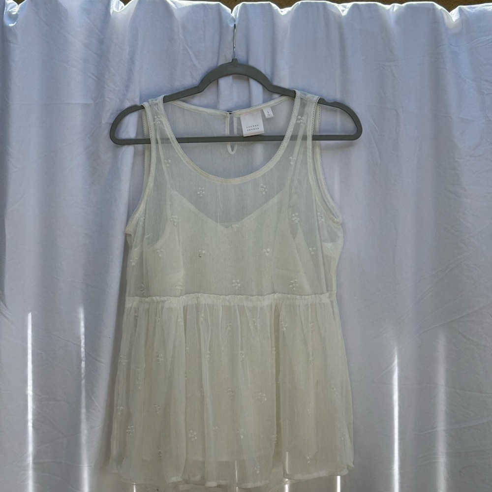 LC Lauren Conrad Sheer Cream Blouse